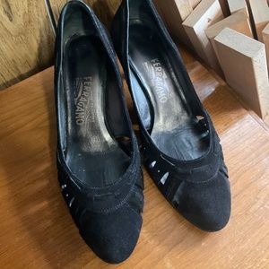 Gorgeous Suede Ferragamos with kitten heels